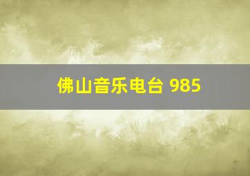 佛山音乐电台 985